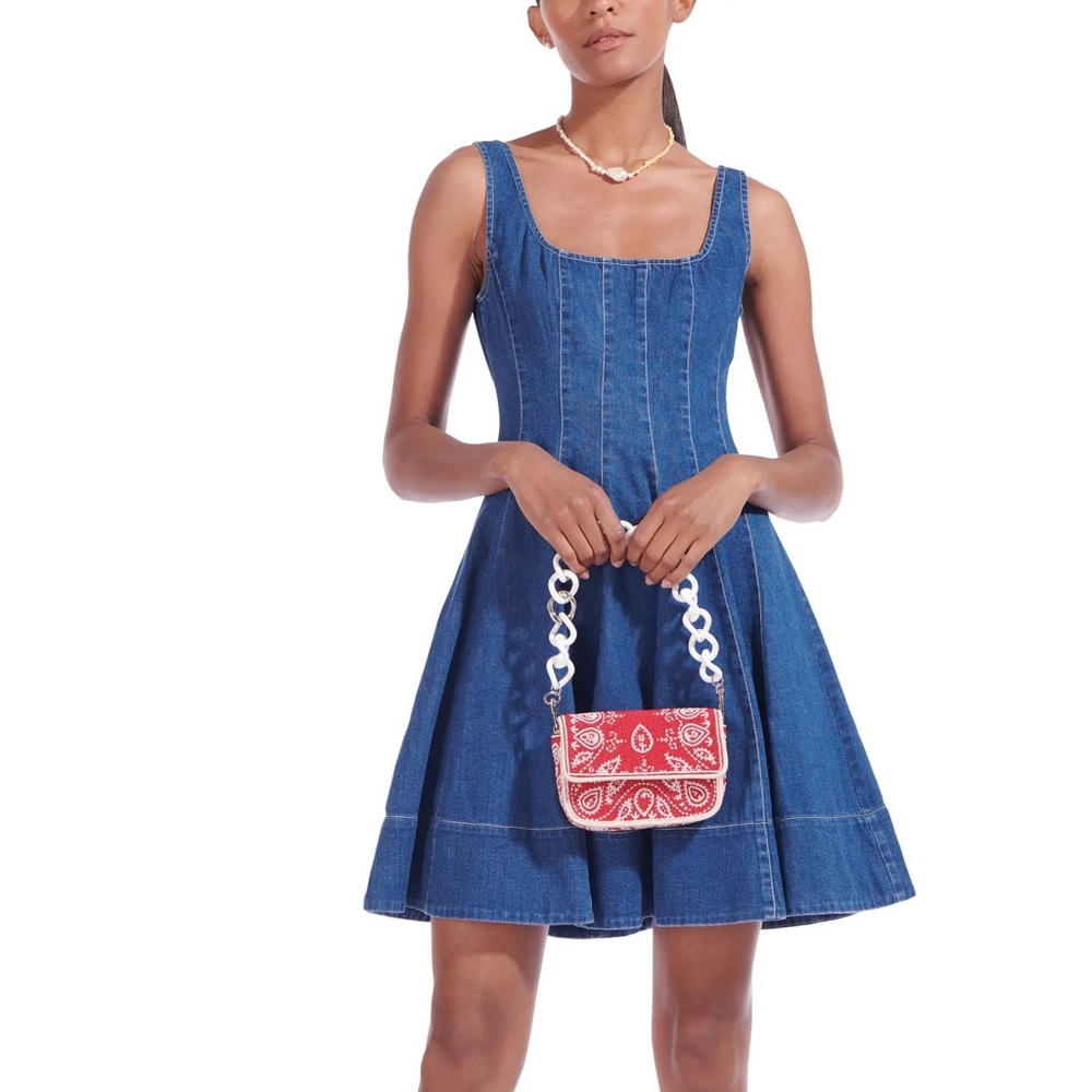 STAUD Wells Denim Dress 6